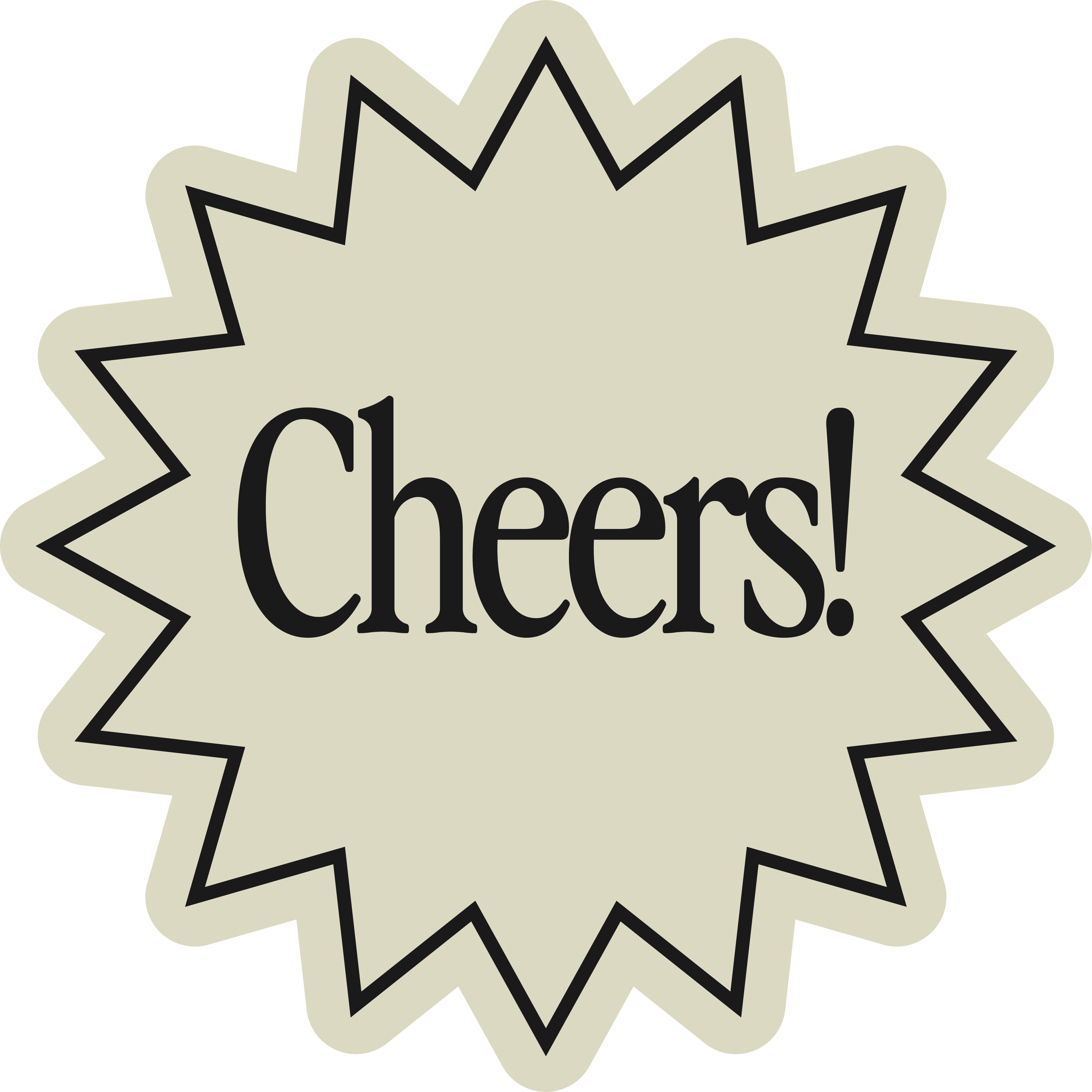 sticker that says Cheers!